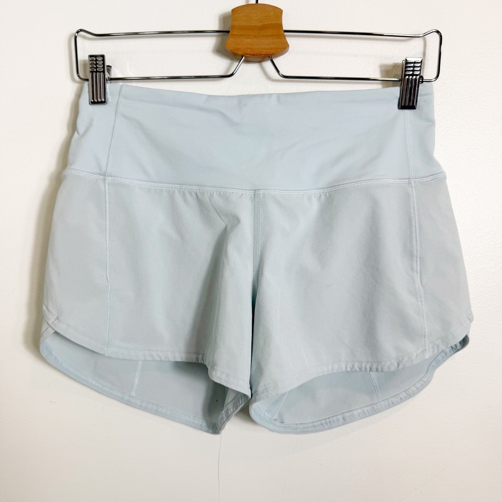 Lululemon Speed Up High Rise Short Womens 4 Light Blue Lined Running Athletic